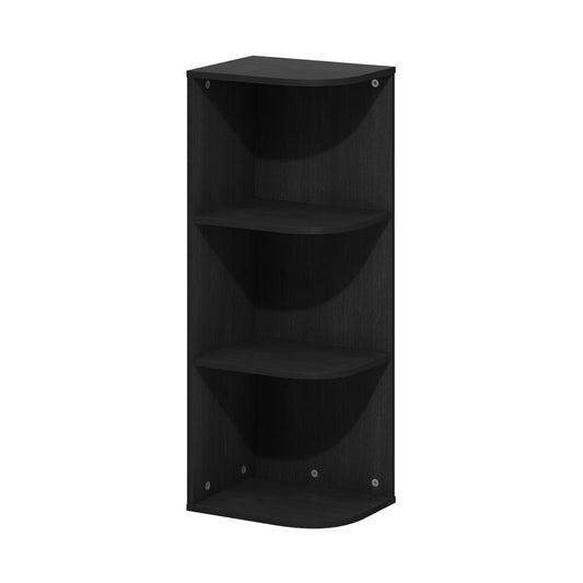 Furinno Pasir 3-Tier Corner Open Shelf Bookcase, Blackwood