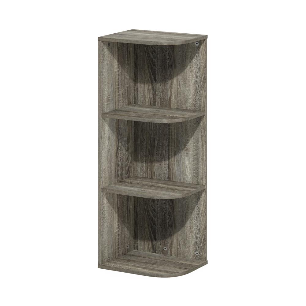 Furinno Pasir 3-Tier Corner Open Shelf Bookcase, French Oak