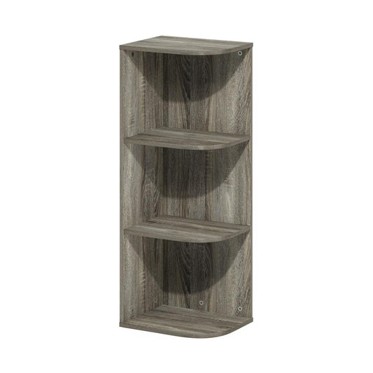 Furinno Pasir 3-Tier Corner Open Shelf Bookcase, French Oak