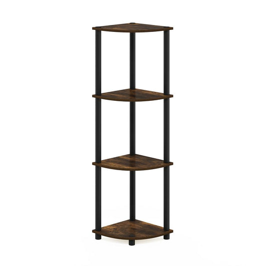 Furinno Turn-N-Tube 4-Tier Corner Display Rack Multipurpose Shelving Unit, Amber Pine/Black