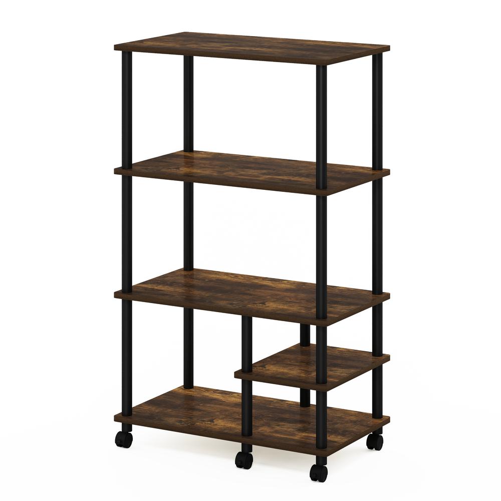 Furinno Turn-N-Tube 4-Tier Toolless Kitchen Storage Shelf Cart, Amber Pine/Black