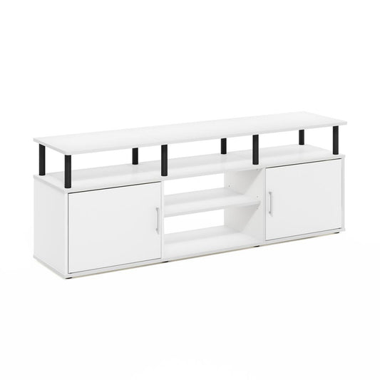 Furinno Jensen TV Stand for TV up to 70 Inch, Solid White/Black