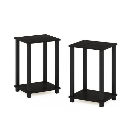 Simplistic End Table, Small, Set of 2, Espresso/Black