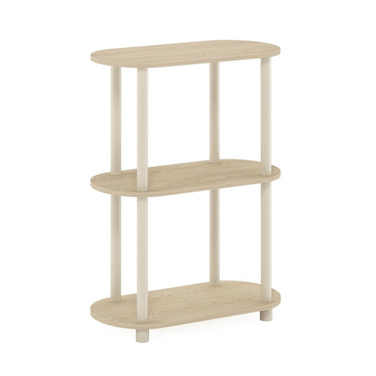 Furinno Turn-N-Tube No Tools 3-Tier Modern Oval Side Display Rack, Bauhaus Oak/Beige