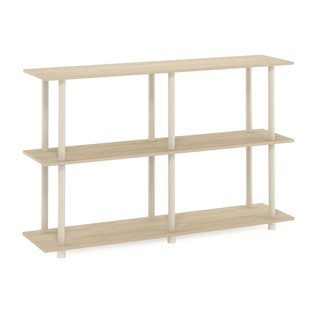 Furinno Turn-N-Tube No Tools 3-Tier Modern Rectangle Side Display Rack, Bauhaus Oak/Beige