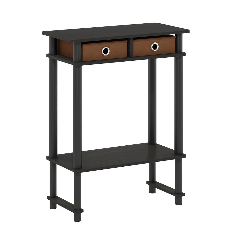 Furinno Turn-N-Tube Tall-Wide Hallway Console Table with Bin, Espresso/Brown