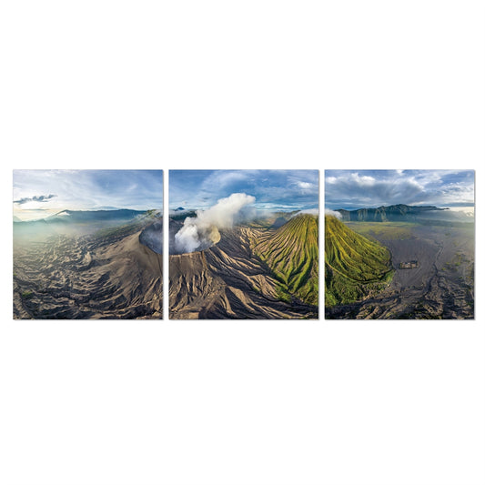 SeniA Gunung Bromo 3-Panel MDF Framed Photography Triptych Print, 48 x 16-inch