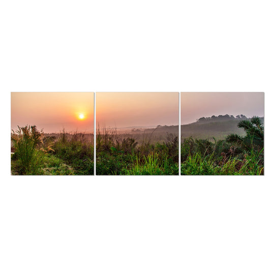 Seni Dawn Scenery 3-Panel MDF Framed Photography Triptych Print, 48 x 16-inch