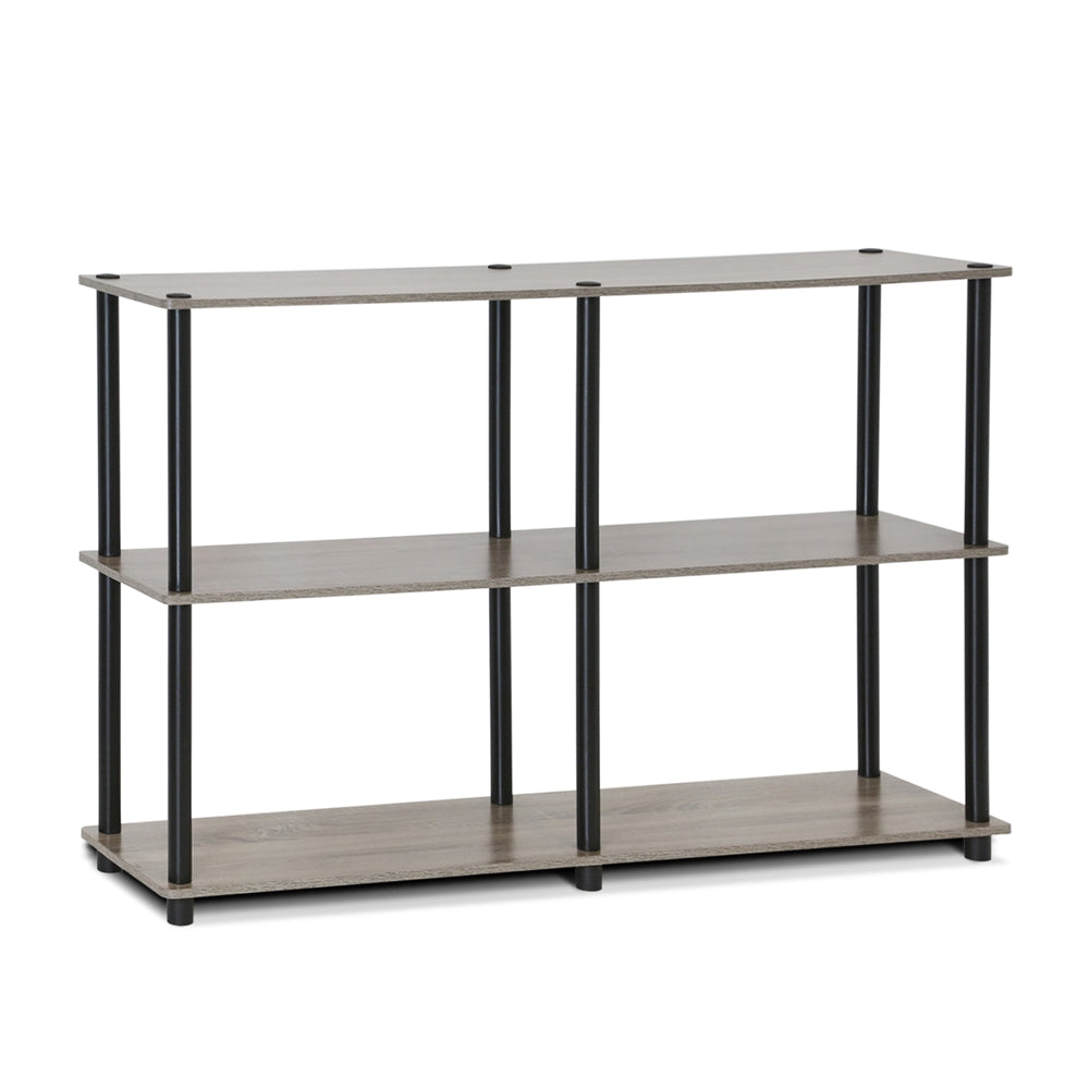 Turn-N-Tube 3-Tier Double Size Storage Display Rack, French Oak Grey/Black