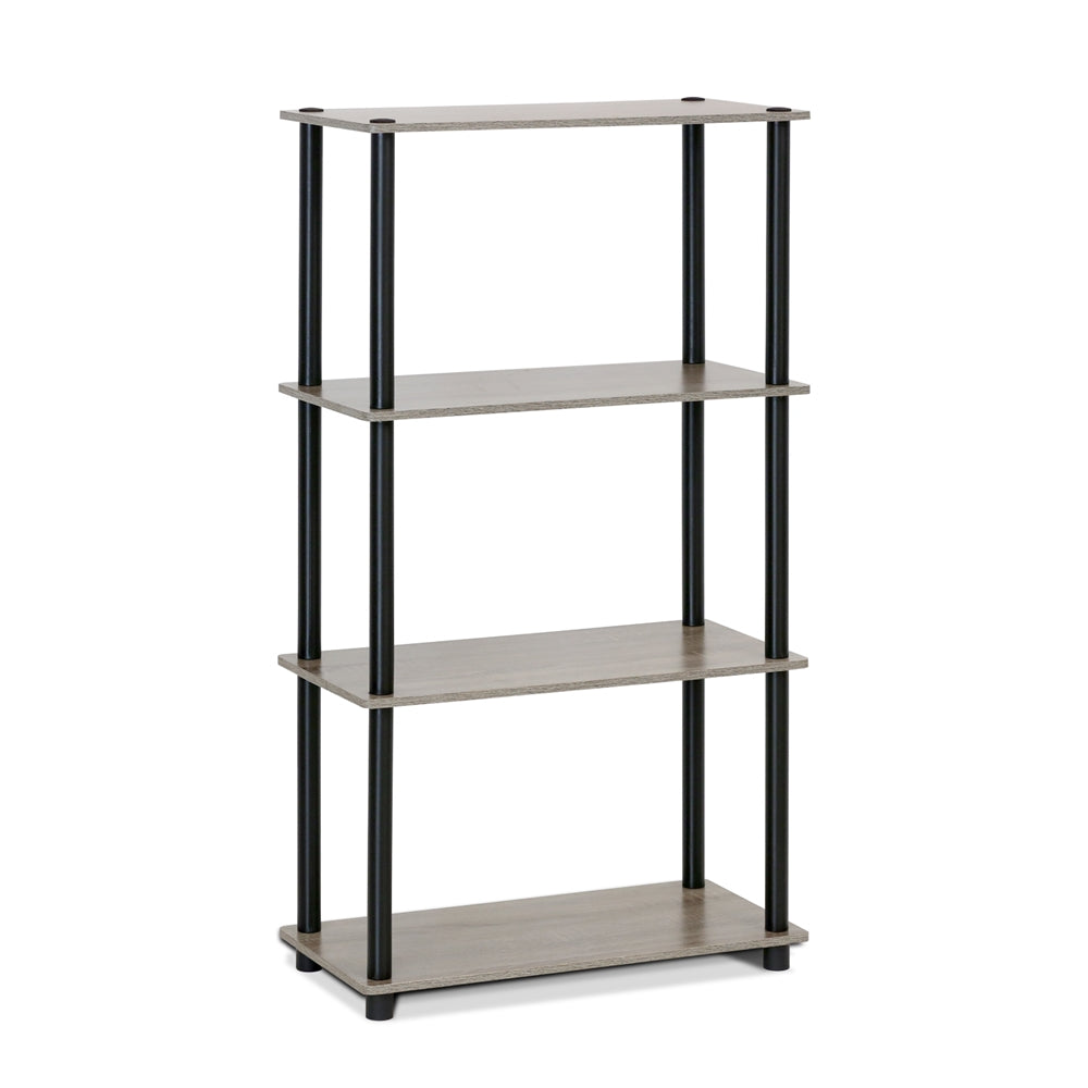 Turn-N-Tube 4-Tier Multipurpose Shelf Display Rack, French Oak Grey/Black