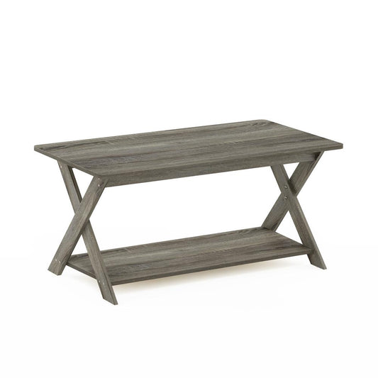 Furinno Modern Simplistic Criss-Crossed Coffee Table, French Oak Grey