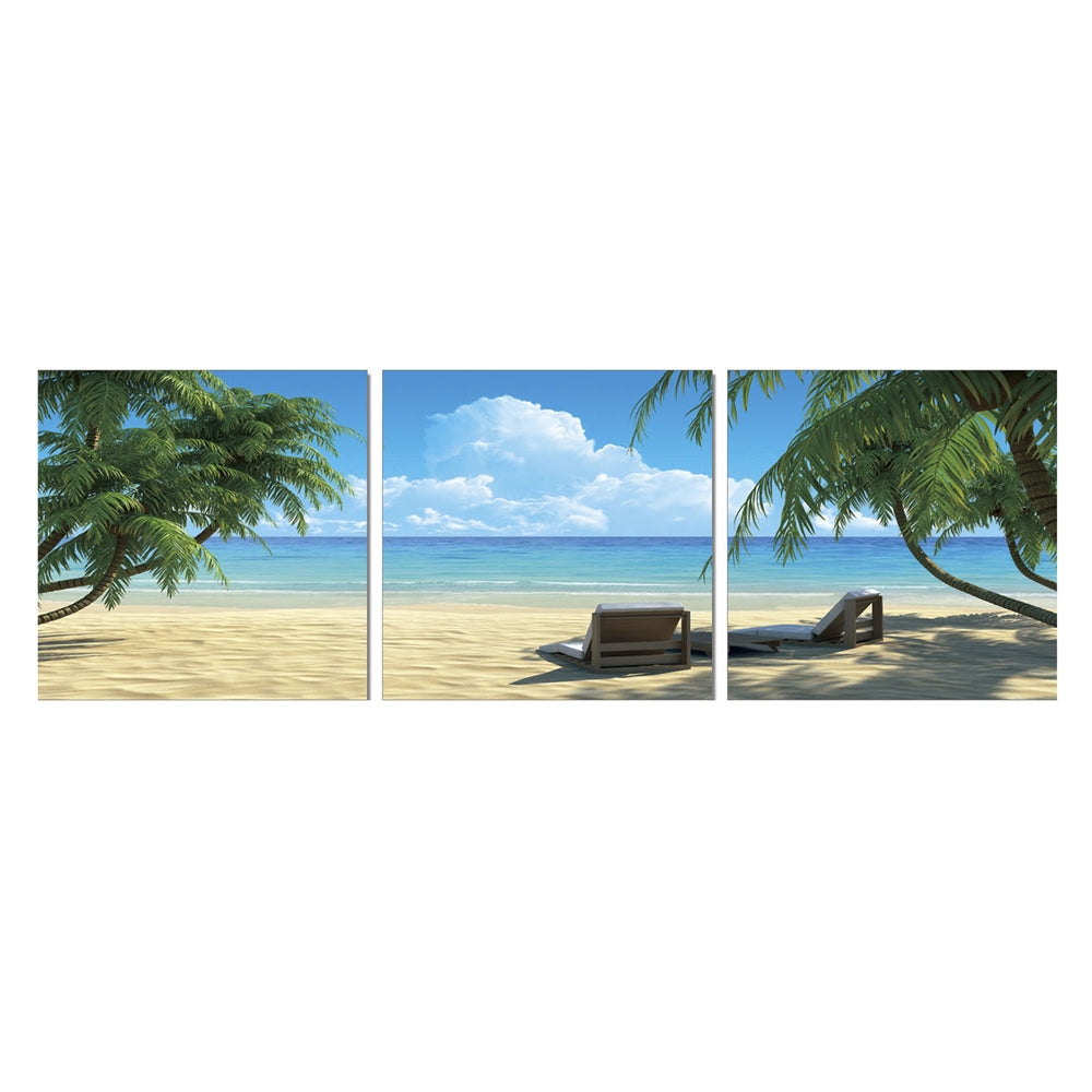 SENIC Coconut Tree and Chair 3-Panel Acrylic Photography, 60 x 20-in