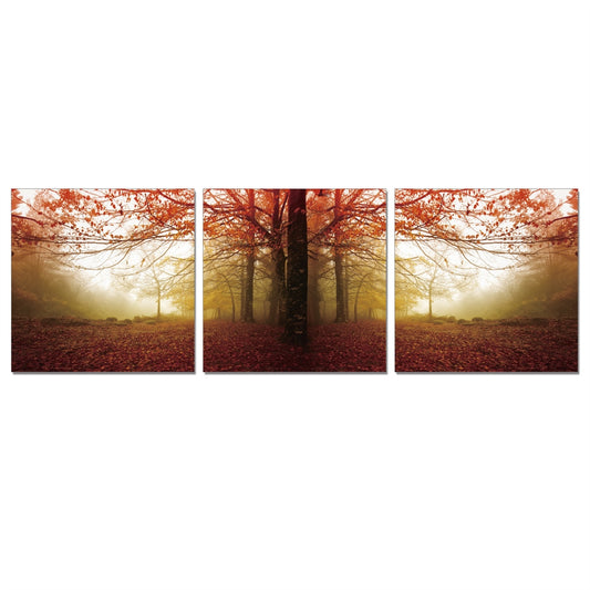 SENIC Autumn Leaves 3-Panel Acrylic Photography, 60 x 20-in