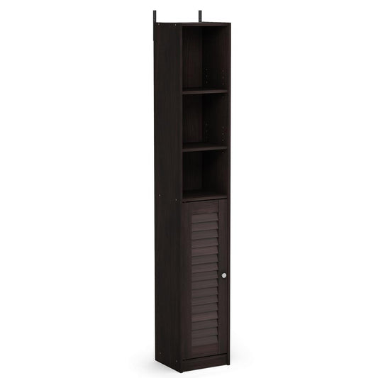 Furinno Indo Slim Luver Door Bath Cabinet, Espresso