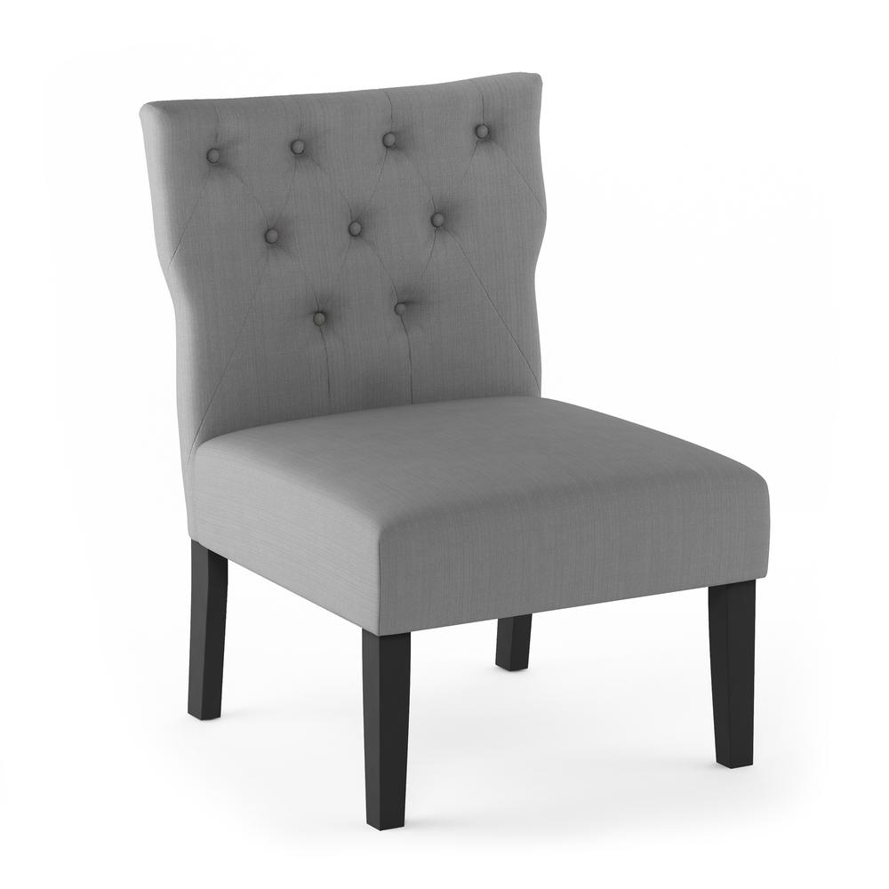 Furinno Belfort Button Tufted Back Accent Chair, 2-PC Set, Dark Grey