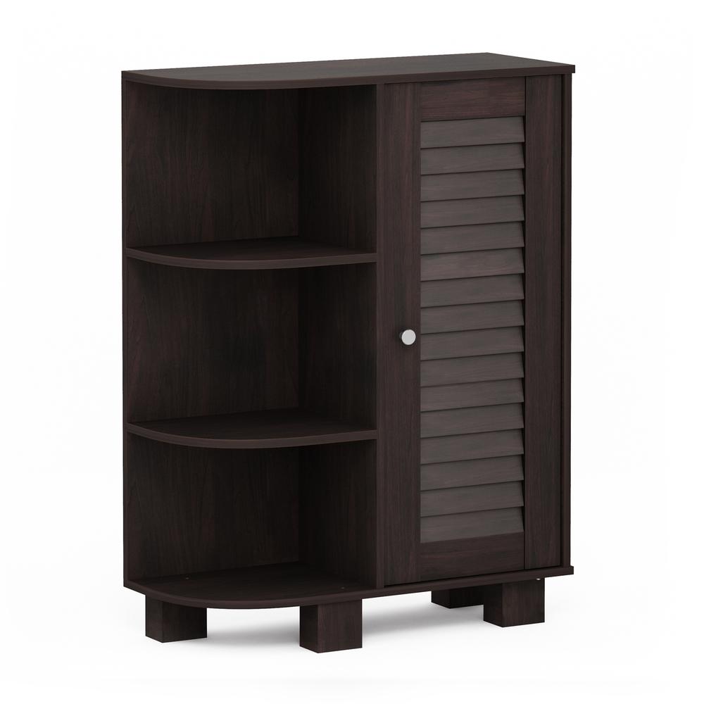 Furinno Indo Storage Shelf with Louver Door Cabinet, Espresso