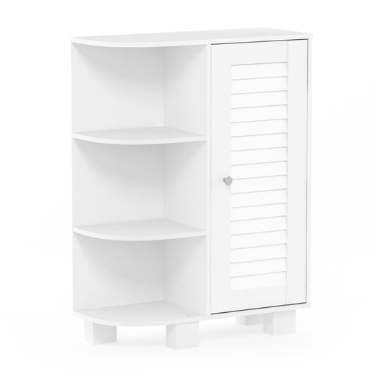 Furinno Indo Storage Shelf with Louver Door Cabinet, White