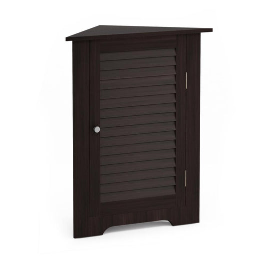 Furinno Indo Corner Louver Door Cabinet, Espresso