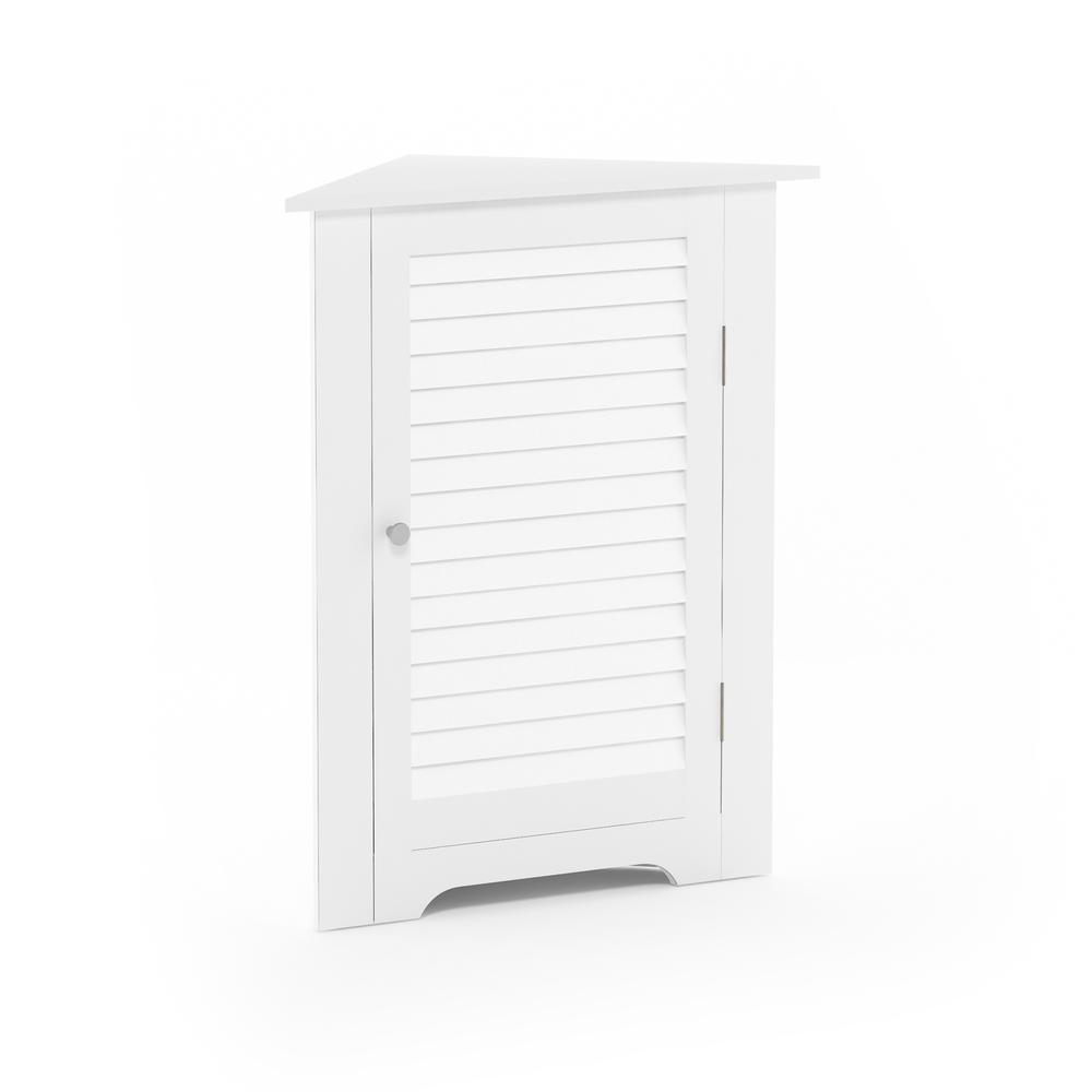 Furinno Indo Corner Louver Door Cabinet, White