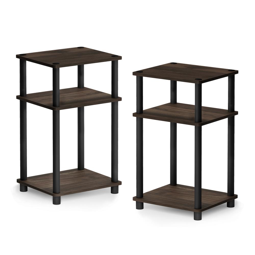 Furinno Just 3-Tier Turn-N-Tube End Table 2-Pack, Columbia Walnut/Brown