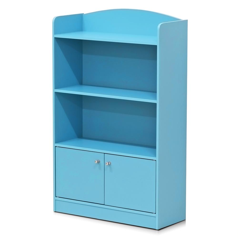 KidKanac Bookshelf with Storage Cabinet, Light Blue