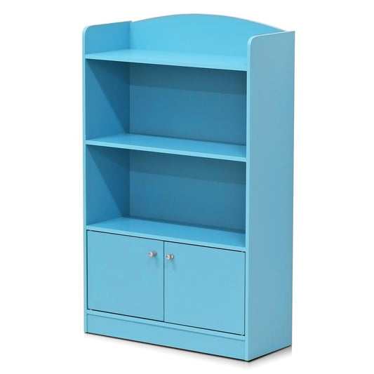 KidKanac Bookshelf with Storage Cabinet, Light Blue