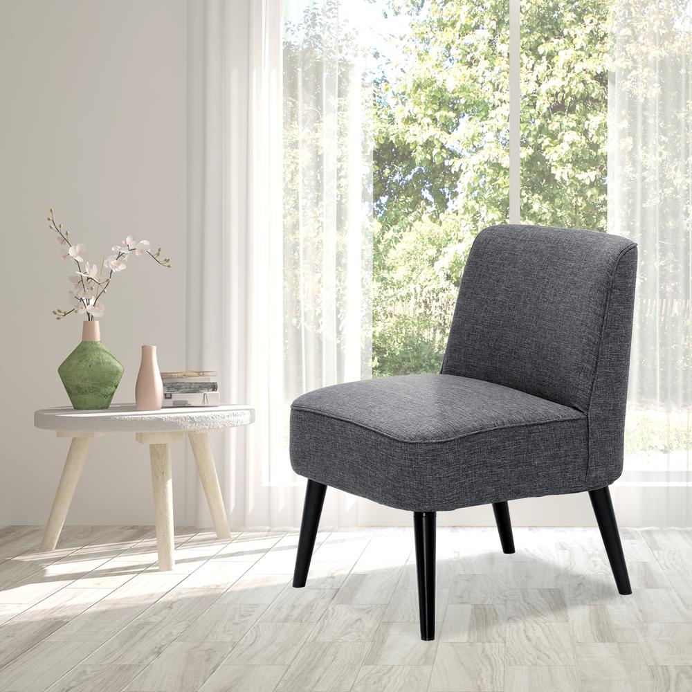 Furinno Retro Vintage Fabric Accent Chair, Dark Grey