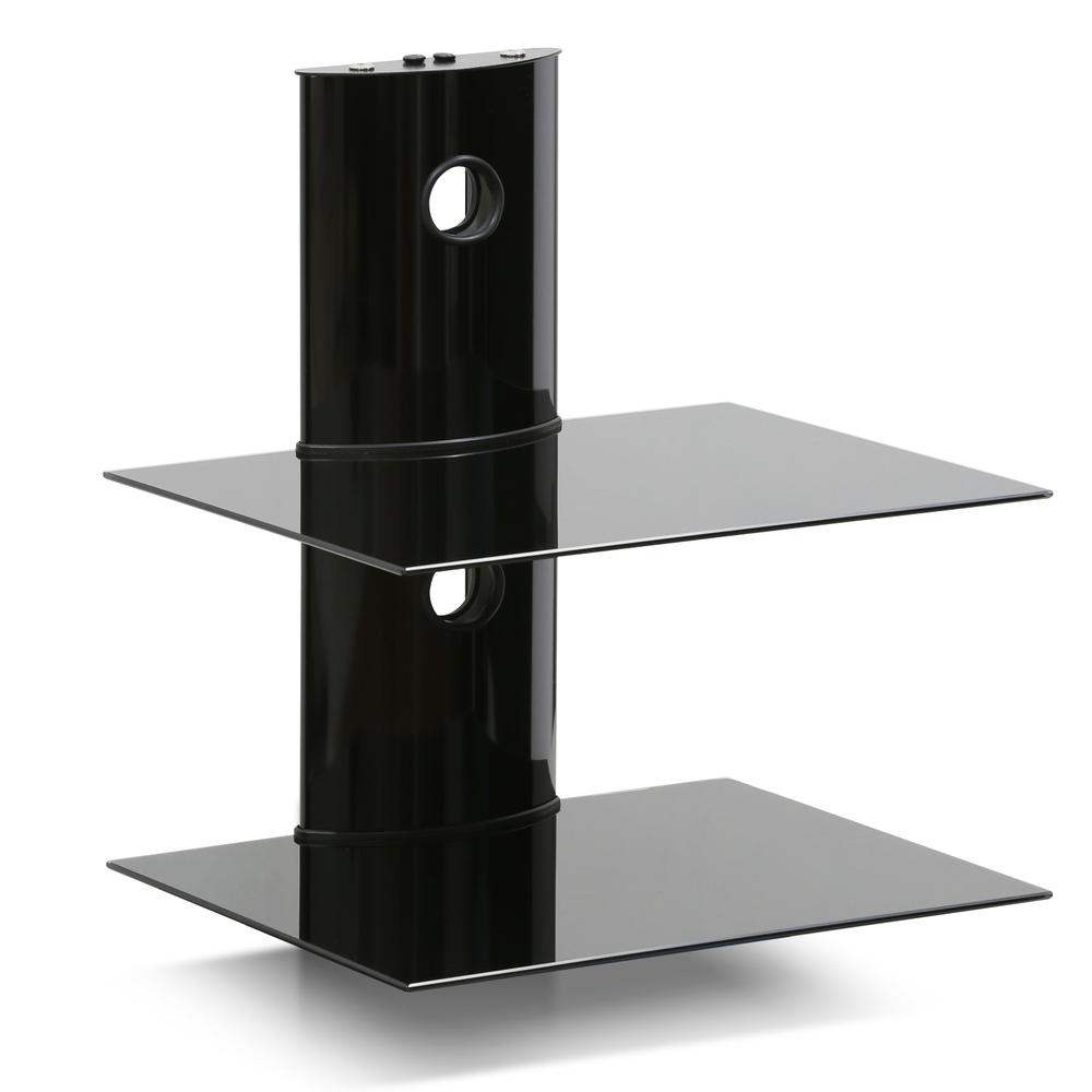 Furinno Alek Modern 2-Tier Floating Wall Shelf for Media Accessories, Black