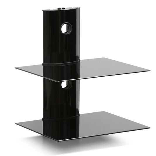 Furinno Alek Modern 2-Tier Floating Wall Shelf for Media Accessories, Black