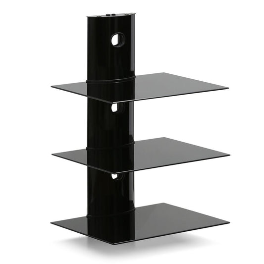 Furinno Alek Modern 3-Tier Floating Wall Shelf for Media Accessories, Black, FRL002BK