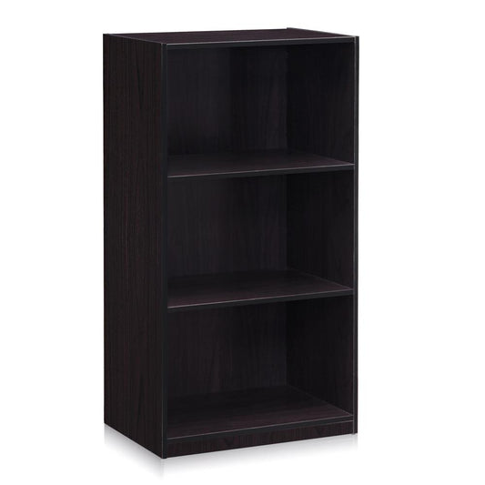 Furinno Basic 3-Tier Bookcase Storage Shelves, Dark Walnut, 99736DWN