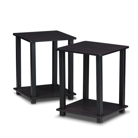 Furinno 12127DWN Simplistic End Table, Set of Two, Dark Walnut