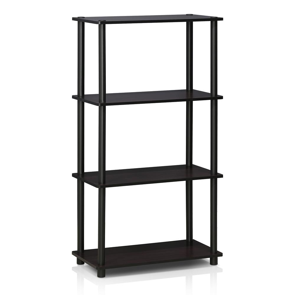 Furinno 99557DWN Turn-N-Tube 4-Tier Multipurpose Shelf Display Rack, Dark Walnut