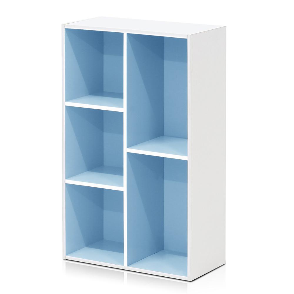 Furinno Luder 5-Cube Reversible Open Shelf, White/Light Blue