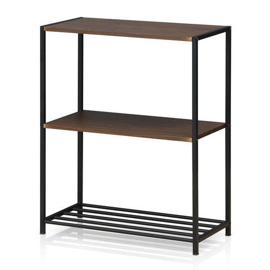 Furinno Modern 3-Tier Storage Shelves, Dark Walnut