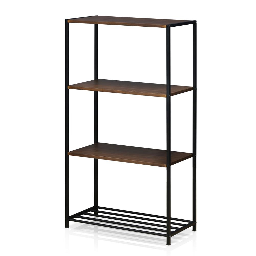 Furinno Modern 4-Tier Storage Shelves, Dark Walnut