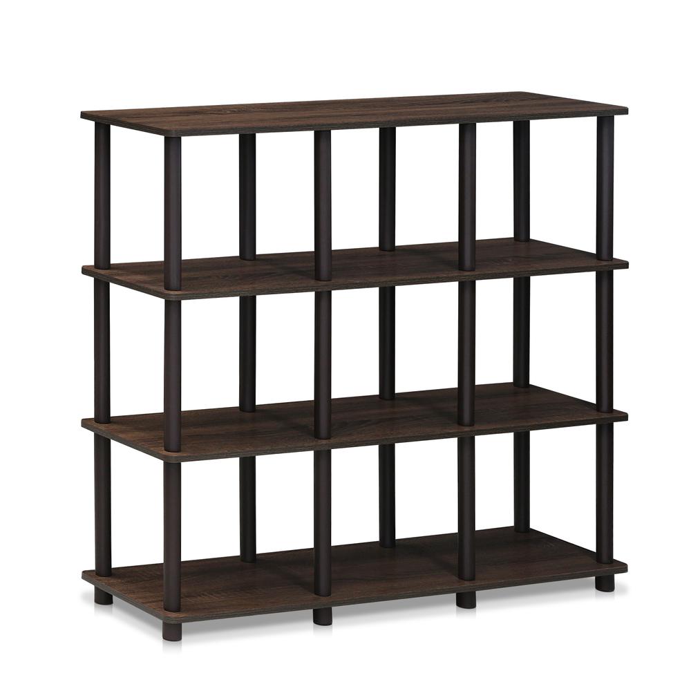 Furinno 16106WN/BR Turn-N-Tube 9 Space Shelf, Walnut/Brown