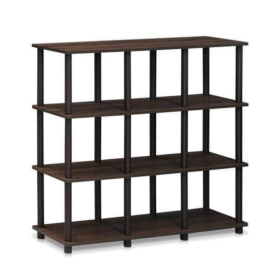 Furinno 16106WN/BR Turn-N-Tube 9 Space Shelf, Walnut/Brown