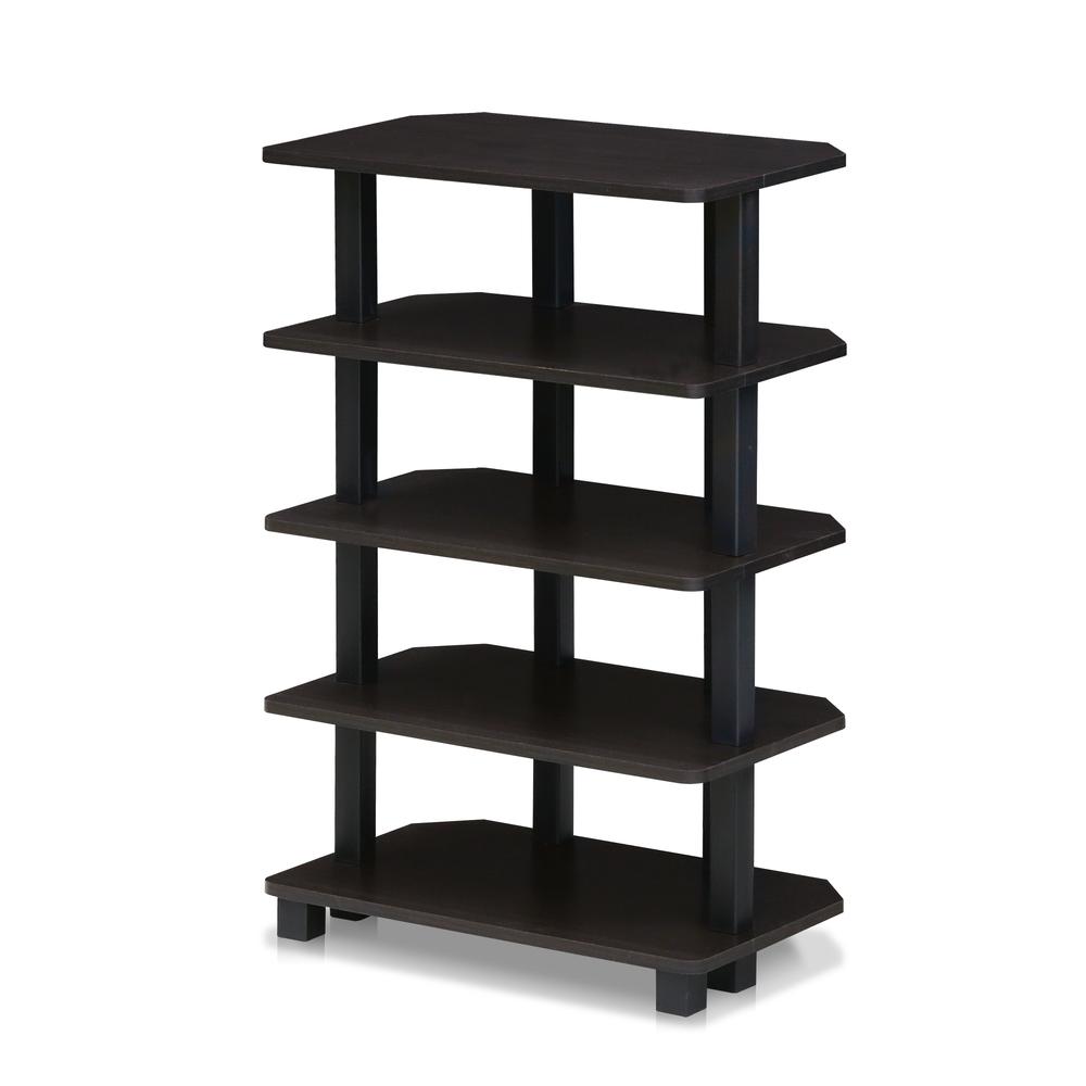 Furinno 17037EX/BK Turn-N-Tube 5-Tier Corner Storage Shelf, Espresso/Black