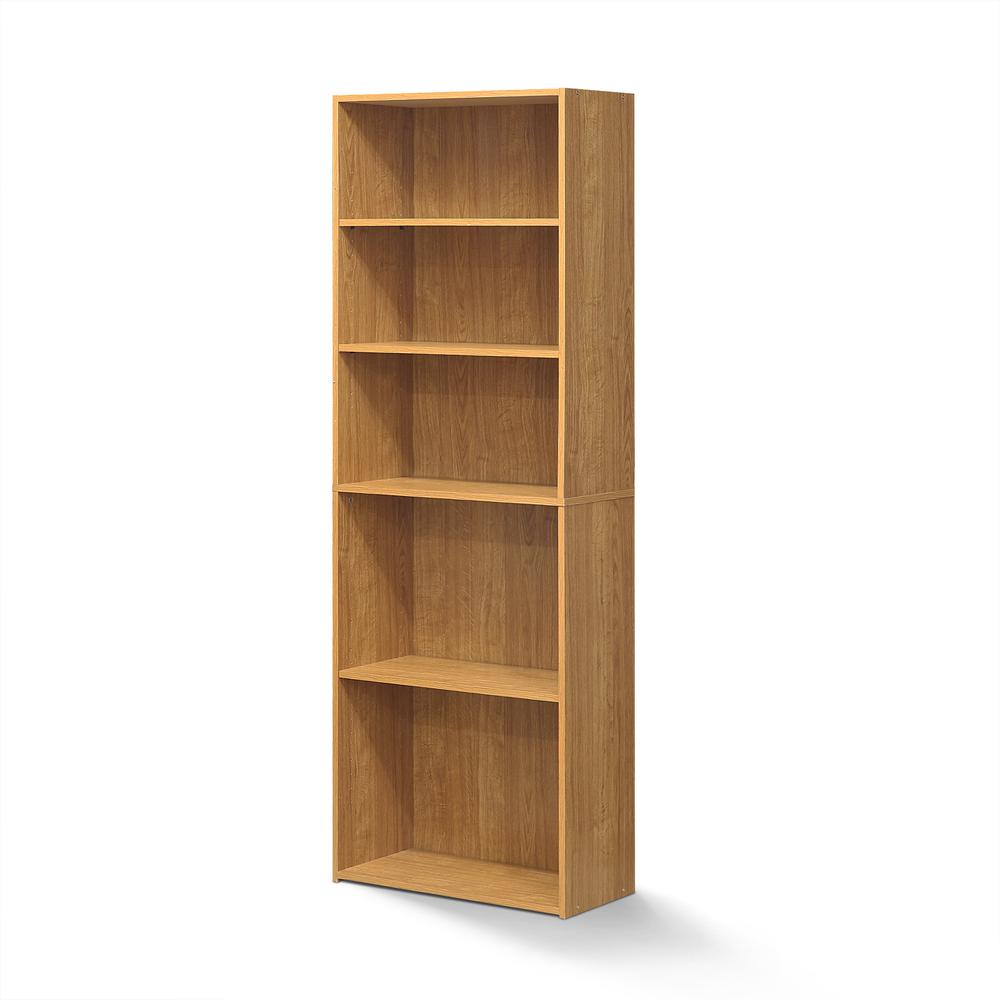 Furinno Wright 5-Shelf Bookcase, Highland Oak