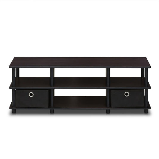 Furinno Econ TV Entertainment Center with Storage Bins, Espresso/Black 17038EX/BK