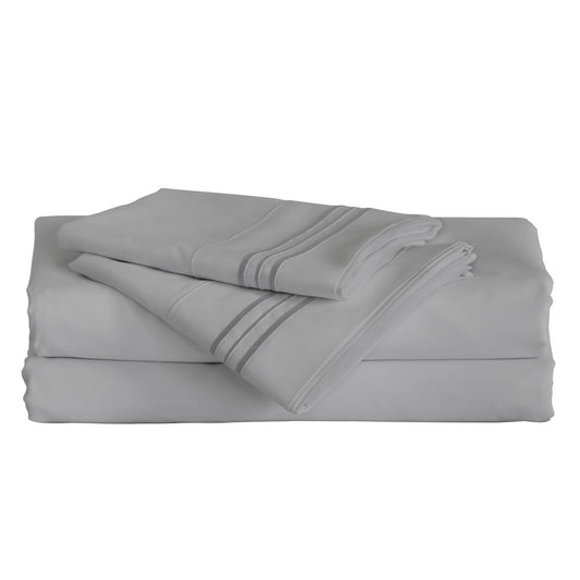 Furinno Angeland Vienne 4-Piece Microfiber Bed Sheet Set, Queen, Grey