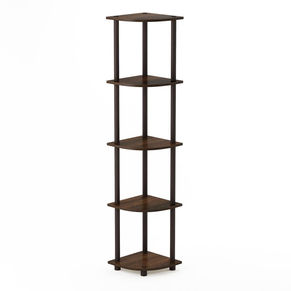 Furinno 99811 Turn-N-Tube 5 Tier Corner Display Rack Multipurpose Shelving Unit, Walnut/Brown