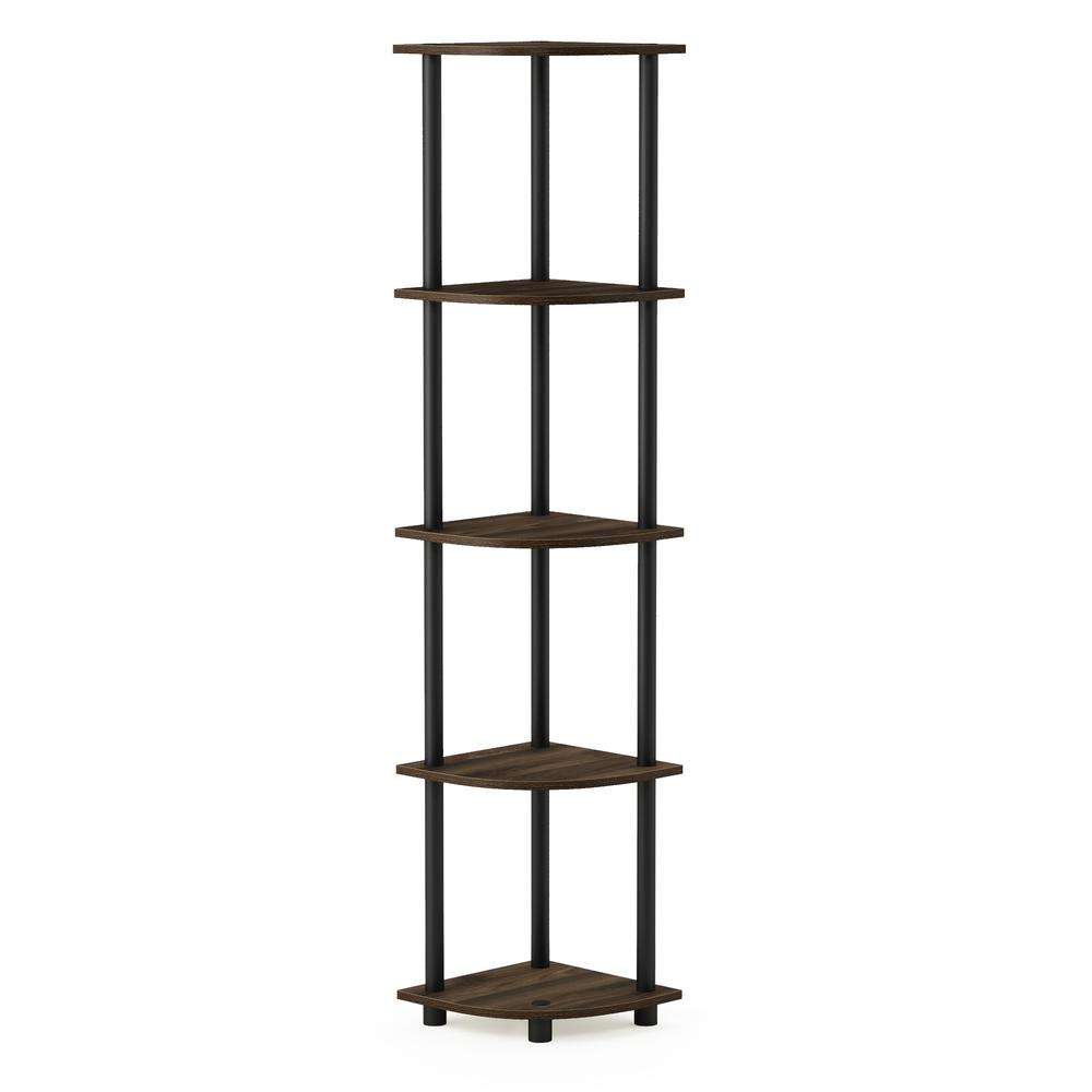 Furinno 99811 Turn-N-Tube 5 Tier Corner Display Rack Multipurpose Shelving Unit, Columbia Walnut/Black