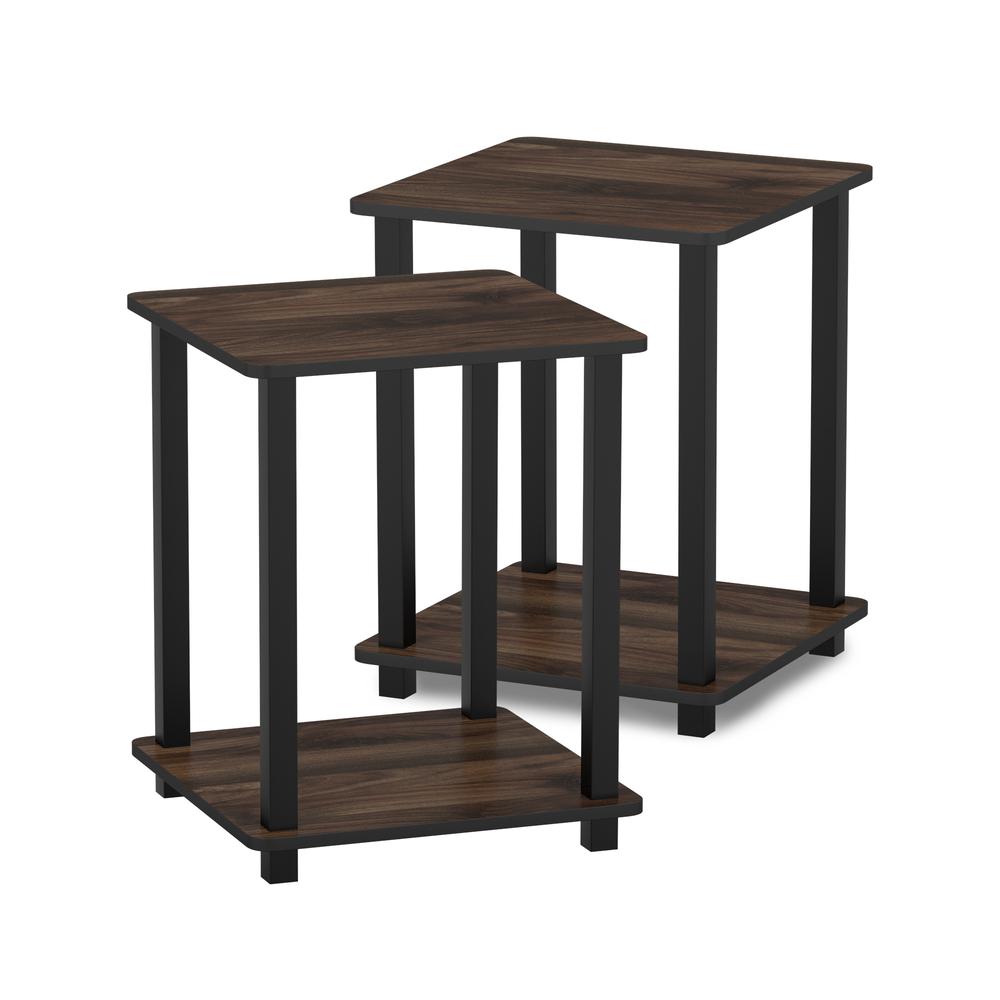 Furinno Simplistic End Table, Set of Two, Columbia Walnut/Black, 12127CWN/BK