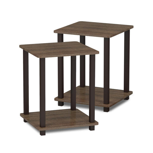 Furinno Simplistic End Table, Set of Two, Walnut/Brown