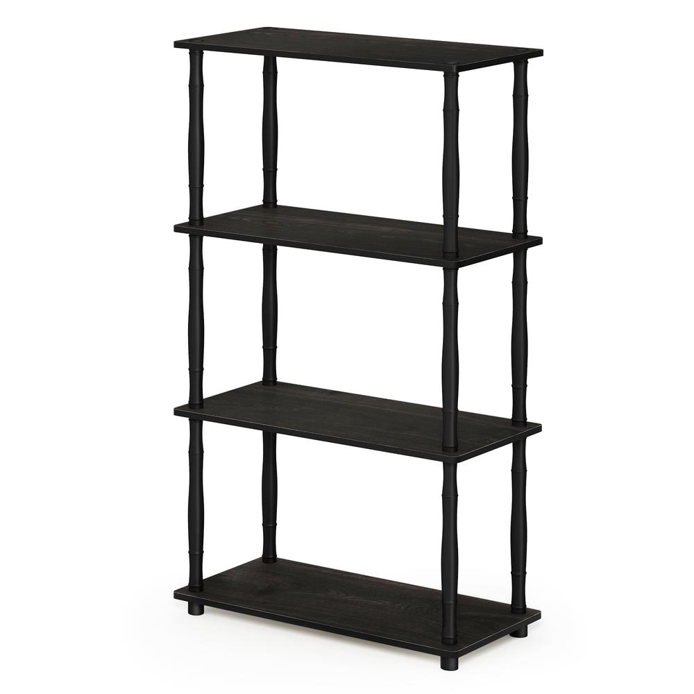 Furinno Turn-N-Tube 4-Tier Multipurpose Shelf Display Rack with Classic Tubes, Espresso/Black, 18034EX/BK