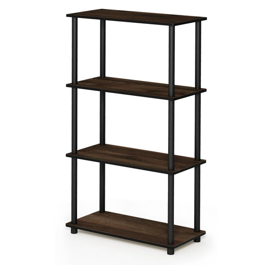 Furinno Turn-N-Tube 4-Tier Multipurpose Shelf Display Rack, Columbia Walnut/Black, 99557CWN/BK