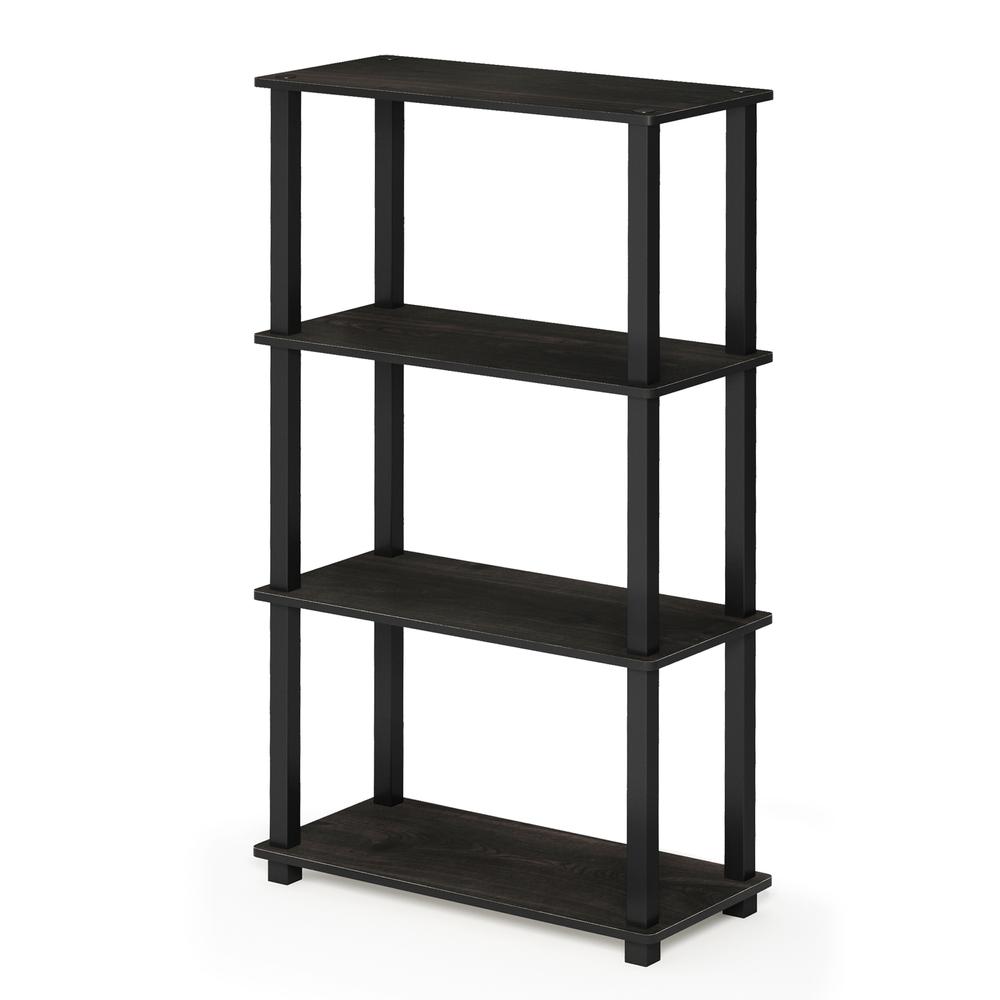 Furinno Turn-S-Tube 4-Tier Multipurpose Shelf Display Rack with Square Tube, Espresso/Black, 18028EX/BK