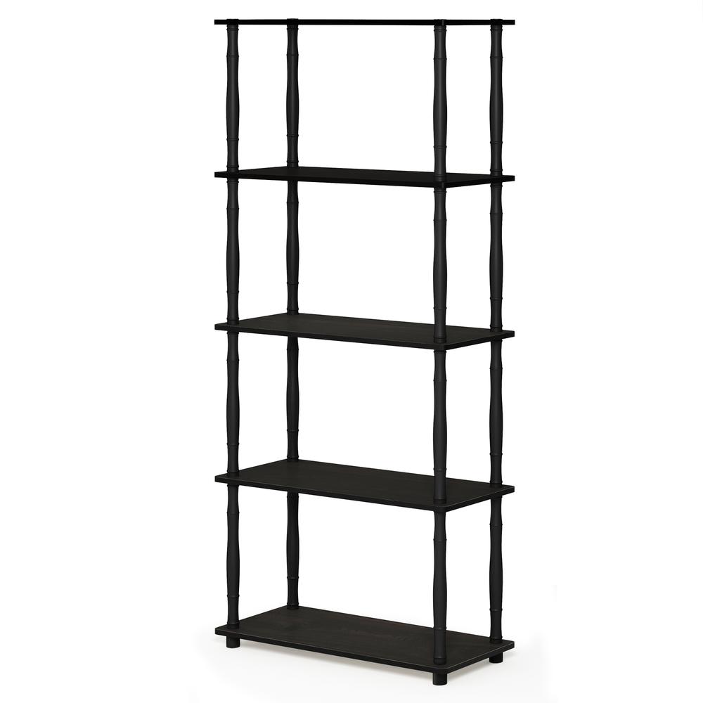 Furinno Turn-N-Tube 5-Tier Multipurpose Shelf Display Rack with Classic Tubes, Espresso/Black, 18032EX/BK